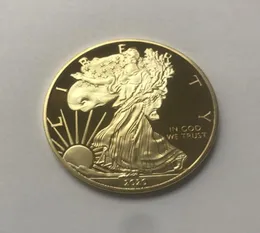 10 шт. Значок DOM Eagle 24K Золото покрыто 40 мм памятная монета Американская статуя Слубера