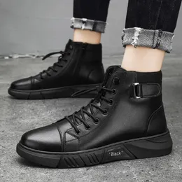 Botas de motocicletas de top masculinas Moda de couro preto plataforma à prova d'água Bott Men Designer de luxo 240429