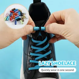 Shoe Parts 1Pair Round Elastic Locking Shoelace No Tie Shoelaces Special Creative Kids Adult Unisex Sneakers Shoes Laces Strings