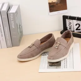 Casual Shoes Khaki Etc. Loafers Women Metal Pendant Genuine Suede Causal Moccasines Leather Luxury Fashion For Men Slip On Mules