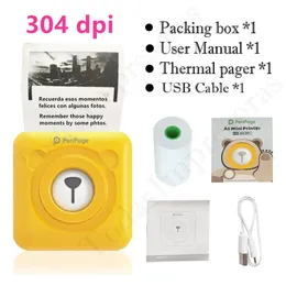 PERIPAGE ORIGINAL 304DPI A6 Termisk PO -skrivare Mini Portable Bluetooth Pocket Printers Color Yellow Mobile Android iOS Giftst 240417