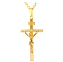 Подвесные ожерелья Collare Inri Cross Pendent Men Jewelry Goldsilverblack Color Религиозное распятие Женщины P5793227701