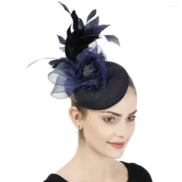 Kopfbedeckungen Vintage Hochzeitshut Frauen Faszinatoren elegante Braut Kopfbedeckung mit Stirnbändern Fancy Flower Cocktail Hair Accessoires