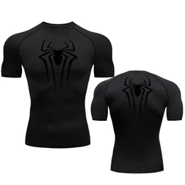 Summer Mens Tshirt Short Sleeve Compression Shirt Snabb torr andas fitness Top Sports Black Sportswear Tshirt 4XL 240423