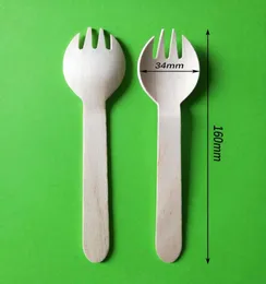 The 18328 6inch 16centimeter wooden fork can be used as a fork and spoon to use a disposable wooden salad fork4444549
