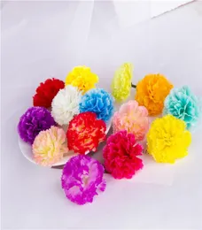 50pcs 5cm Wedfavor الزخرفية القماش الاصطناعي قرنفل تقليد رؤوس زهرة ل DIY