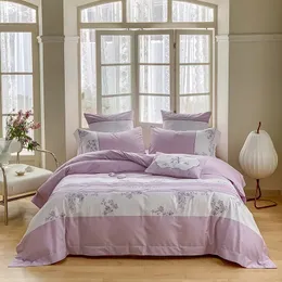 Spring Summer Four Piece Set 120 Thread Count Long staple Cotton All Embroidered Bed Sheet Duvet Cover 240420