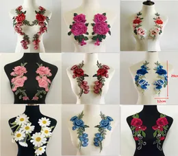 2PCSset Rose Flower Borderyer Patches Stick para roupas Parches para la Ropa Applique Borderyer Patches 9382266
