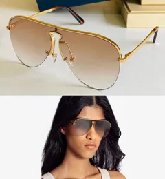 Fettmaske Sonnenbrille Neue Designerin für Frauen Luftfahrtmarke Logo Blumen Lunette Gold Metal Arms British Keystyle Bridge SHA2648688