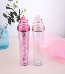 14 oz Akrilik Tumbler Samanlı açık kupa dondurma fincan enayi plastik yaz şişesi taşınabilir çift katmanlı içme şişesi popsicle7988637