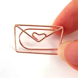 10pcSset Metal Creative Paper Clips Rose Gold Letter Notes Diy Bookmark Binder Pos Tickets Escola Office Stationery 240428