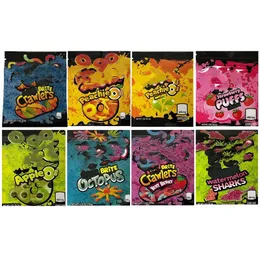 지퍼 패키지 포장 비닐 가방 빈 포장 600mg 웜 구미 검은 gummies mylar bags 알루미늄 호일 사워 올스타 옥토퍼스 상어 브리트