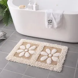 Tapete de tapete de banheiro de folga da sala de estar da sala de estar de estar artesanal Área de algodão Tapete floral chenille alfombra decoração 50x80