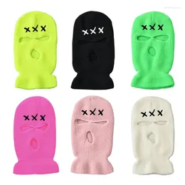 Berets 3-Holes Knitted Full Face Neck Cover Winter Symbol X Balaclava Toasty For Cold Weather Skiing Snowboarding Riding Hiking