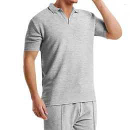 Men's Tracksuits Breathable Men Lounge Wear Casual Summer Outfit Set With V-neck T-shirt Wide Leg Shorts Elastic Waist Drawstring Waffle