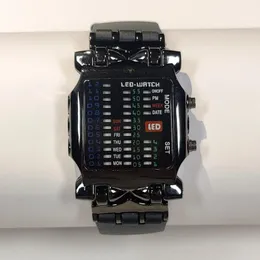 腕時計2024ファッションバイナリLED電子時計クリエイティブスチューデントメンスポーツデジタルウォッチラバーバンド