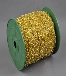 120Meter 1Spool 3mm Silvergold Plated Round Pärlkedja Garland Bröllopsfest Juldekoration Craft DIY2310189