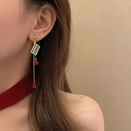 Dangle Kronleuchter asymmetrischer Ohrringe Quasten chinesische Knotenohrring für Neujahr und gute Vintage Contracted Temperament Ohrring Hochzeitsfeier
