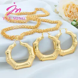 Orecchini di collana set alla moda oro placcato da sposa a pendente a pendente di bambù da 80 cm per le donne matrimoni digite gioielli accessori