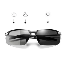 Óculos de sol Pochromic Men polarizou os óculos de camaleões de chameleon masculino Male muda cor do sol dia noturno pilotos óculos 240426