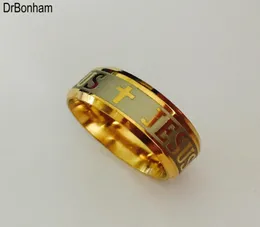 High quality european USA tungsten ring 8mm Gold filled Jesus Ring men women engrave letter bible ring7910240