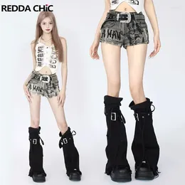 Женские носки Reddachic Dark Academias Cross Black Bangage Raw Hem Denim Donit Dong Boots Cover Y2K Vinrage Clothing