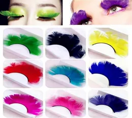 Fashion Colors Cosplay Feather False Eyelashes Party Costumes Fake Eye Lashes Makeup Tools Feather Eyelashes Extension3006841