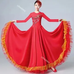 Scena noszona czerwona sukienka taneczna dla dorosłych nowoczesna festiwal strój dla kobiet kostium balowy panie