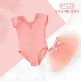 Set di abbigliamento set da ragazza estate set per bambini salti+gigoni in mesh 2 pezzi di abbigliamento principessa leootards abiti per bambini a manica corta body ginnastica