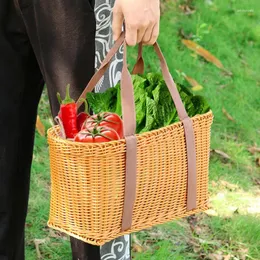 Alışveriş Çantaları Rustik Stil El Dokusu Çevre Dostu ve Dayanıklı Sepet Pikniği Rattan Depolama El