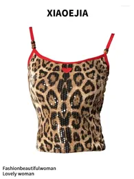 Tank da donna estate donne americane vintage y2k gyaru leopard stampa a camisole coquette halter top top grunge estetico top tops streetwear