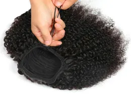 Human Hair Ponytail Drawstring Afro Kinky Curly Brazilian Indian Peruvian Human Hair Extensions Pony Tails For Africa Women6940200