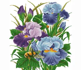 Fabrikens marknadsföring av blommönster nybörjare Cross Stitch Counted Brodery Kit Crafts Needelpoint Canvas Wall Art Gift5714859