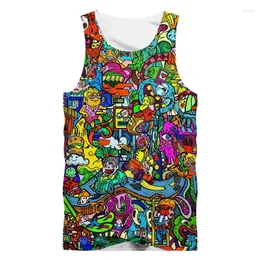 Men's Tank Tops Men Sleeveless Tanks 3D Funny Anime Graffiti Women Fashion Summer O Neck Oversized Harajuku Male Campaign Vest Clothes