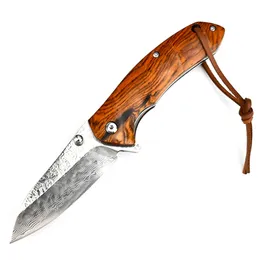 سكين مصنوع يدويًا في دمشق مع مقبض خشب الورد لمشي لمسافات طويلة وسكين بحجم جيب الصيد