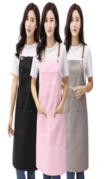 BBQ Senior Simple Denim Canvas Apron Bib Leather Straps Kitchen Apron for Women Barber cooking baking Waitress Custom Print2165537