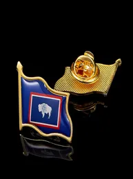 30PCS USA STATE WYOMING NATIONAL FLAG CRAFT EPOXY GOLD MITATED LAPEL PIN BADGEBROOCH FOR FOLICAL SUIT ACCESSORIES3095475