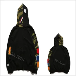 Camo Shark Hoodie Tasarımcı Hoodie Erkek Hoodies Aydınlık Kadın Te Sweatshirts Mektuplar Hoody büyük boy pamuk fermuarlı kazak davlumbazları işlemeli HARDIGAN HOODYS M-3XL B1