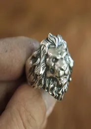 Linion 925 Sterling Silver Kralı Aslan Yüzüğü Yüksek Ayrıntılar Erkek Bikter Punk Ring TA109 ABD Boyutu 7 ila 157155200