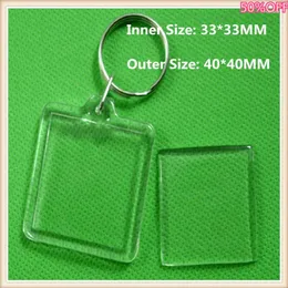 Keychains 10Pcs/lot Square DIY Acrylic Blank Picture Frame Transparent Insert Po Key Rings For Gift