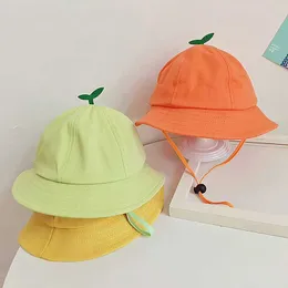 Caps Hats Spring Toddler Bucket Hat With Sprout Children Drawstring Fisherman Hats Cotton Beach Sun Cap For Boy Girl Kids Green Panama Hat