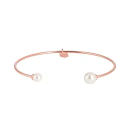 10pCSET Moda elegante Pulseira de miçangas abertas de ouro rosa elegante para mulheres de tendência de pulseira de pérolas