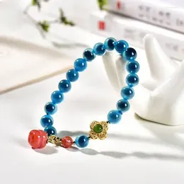 Женское браслет с сахарным сердечным сердцем голубые бусины роскошная ручная одежда