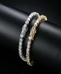 Hip Hop Tennis Diamonds Chain Bracelets for Men Fashion Luxury Copper Zirconi Bracciale da 7 pollici 8 pollici Catene d'argento dorate Jewe8750117