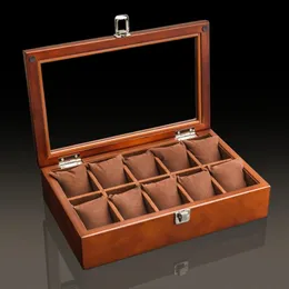 Wood Watch Box Organizer With Glass Window Wooden Watch Display Luxury Watch Case Storage Box Watch Holder For Men 240418