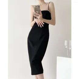 Party Dresses Ince Black Off Shoulder Dress For Women In Summer 2024 French Style High-end Niche Design Slip