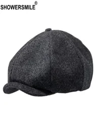 Marca de chuveiro Newsboy Caps Men Grey Herringbone Caps Feminino Coffee British Gatsby Cap Autumn Winter Hats8094386