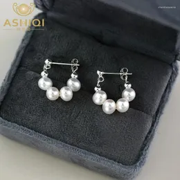 Bolzenohrringe Ashiqi natürlicher Süßwasserperl 925 Sterling Silber Mode Schmuck für Frauen Trend