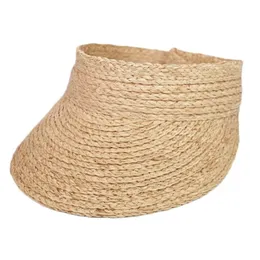 Proste damskie UV Roll Up Korean Sun Visor Hat Women Słomka Raffia Caps 240429