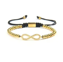 Forever Love Infinity Bracelet Gold and Silver CZ Beads Bracelet 4mmステンレススチールジュエリー用カップル1495507